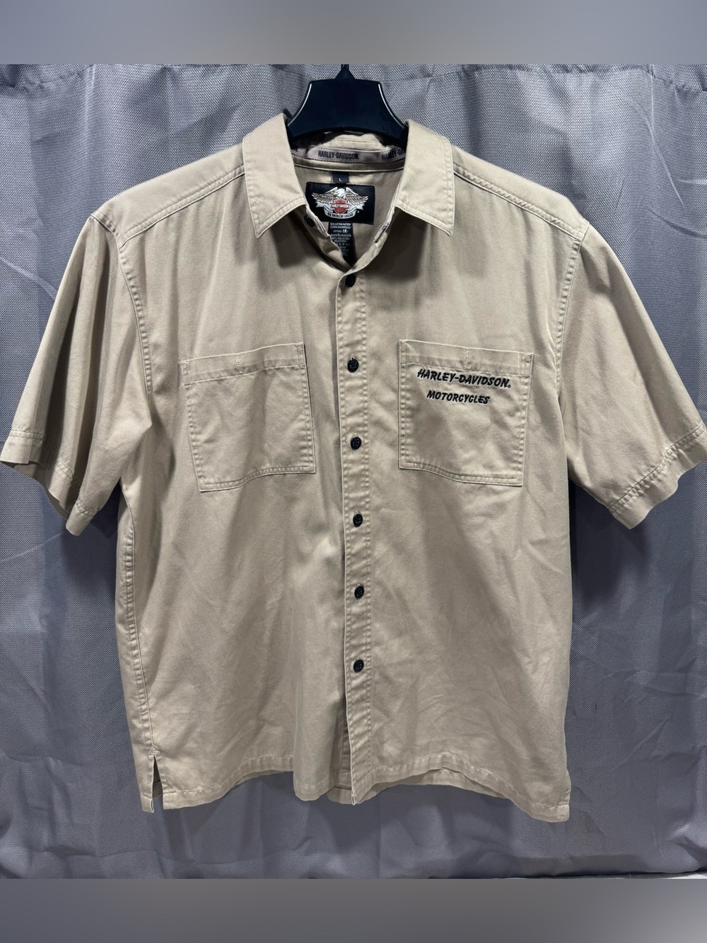 Harley-Davidson Men's Short-Sleeve Button-Down Shirt - Khaki